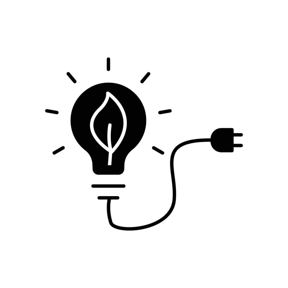 Renewable energy icon. light bulb with leaf. glyph icon style. silhouette. suitable for renewable energy symbol. simple design editable. Design template vector