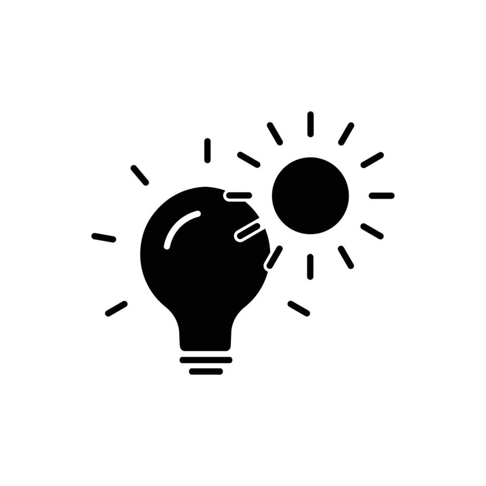 Light bulb icon with sun. solar energy. solid icon style. suitable for Renewable energy symbol. simple design editable. Design template vector