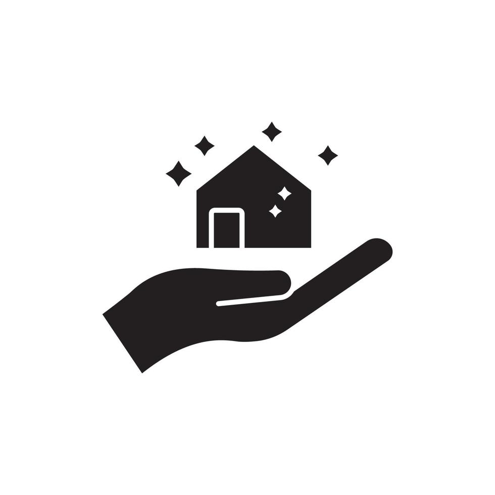 cleanliness  icon. house with hand. suitable for cleanliness symbol. glyph icon style. silhouette. simple design editable. Design template vector