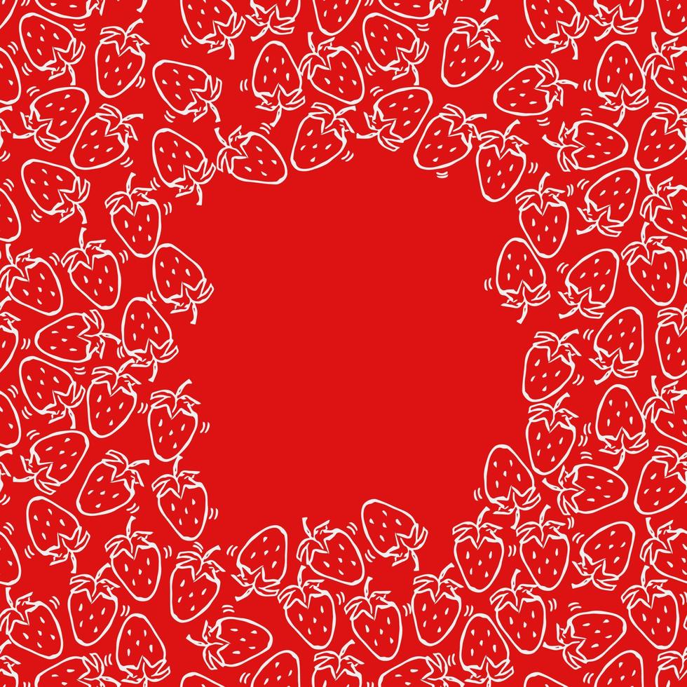 Seamless strawberries pattern with place for text. Doodle vector with strawberries icons. Vintage strawberries pattern