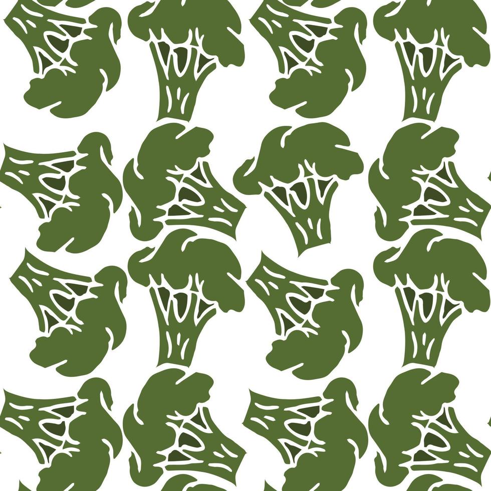 Seamless broccoli pattern. Doodle vector green broccoli icons. Vintage green broccoli pattern. healthy food