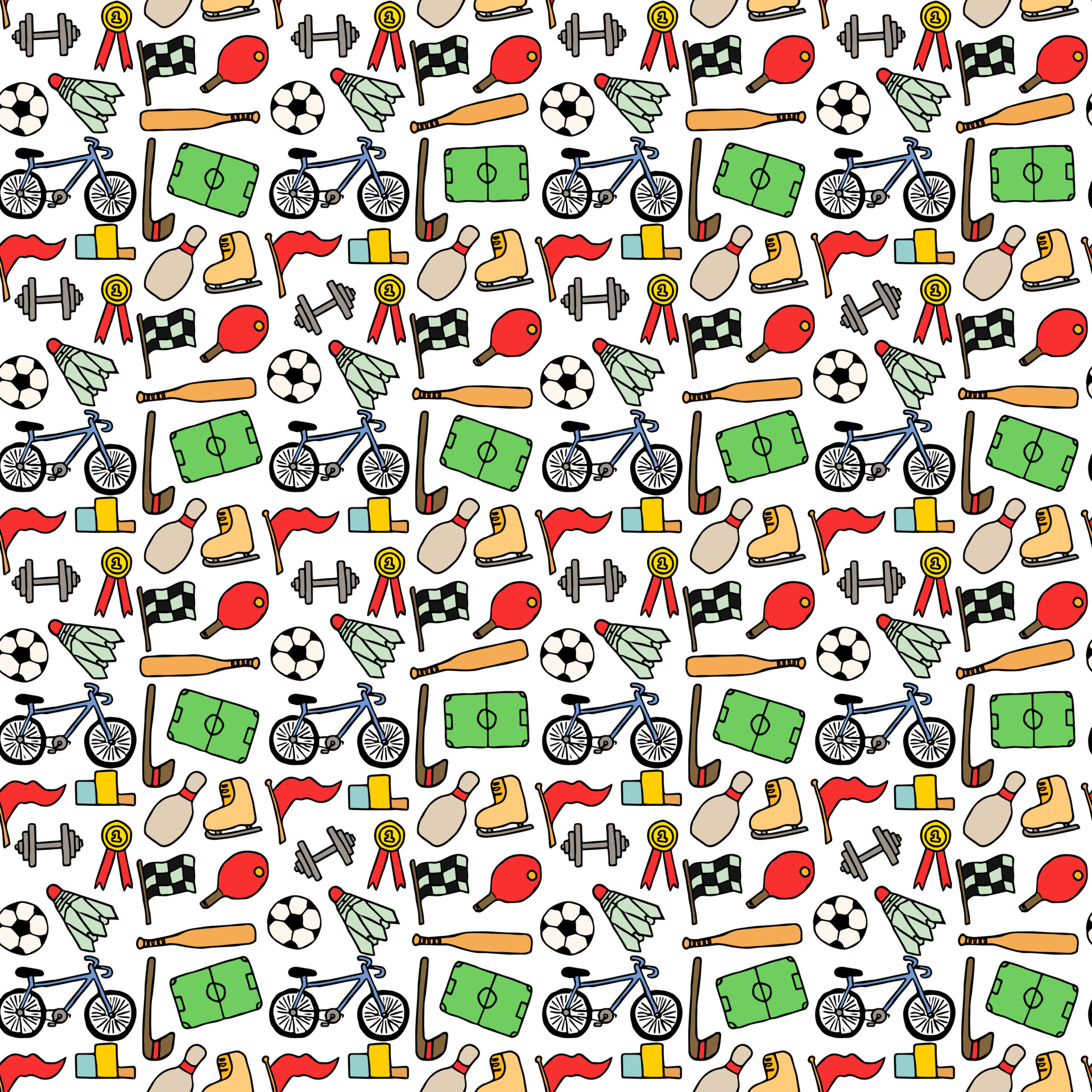 Colored seamless vector sports icons with place for text. Doodle vector  with sport icons on white background. Vintage sport pattern 7276798 Vector  Art at Vecteezy