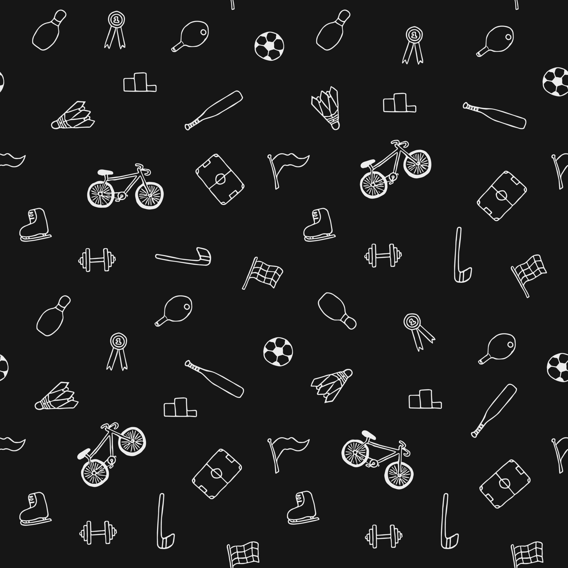 Seamless vector pattern with sports icons. Doodle vector with sport
