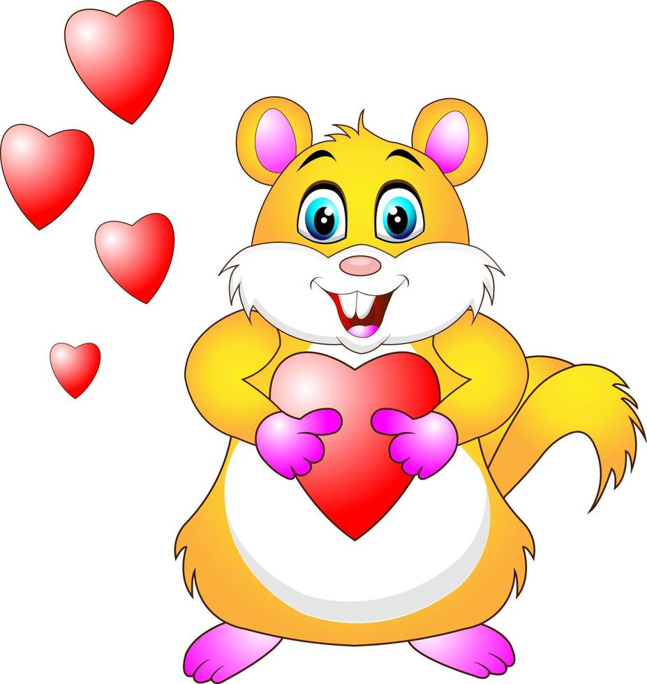 Cute Hamster Cartoon with hearts vector