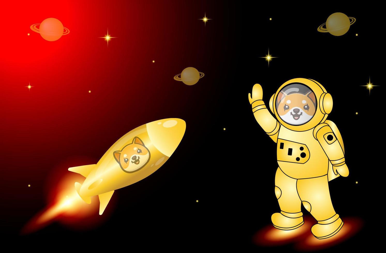 Baby doge coin crypto currency to the moon illustration vector