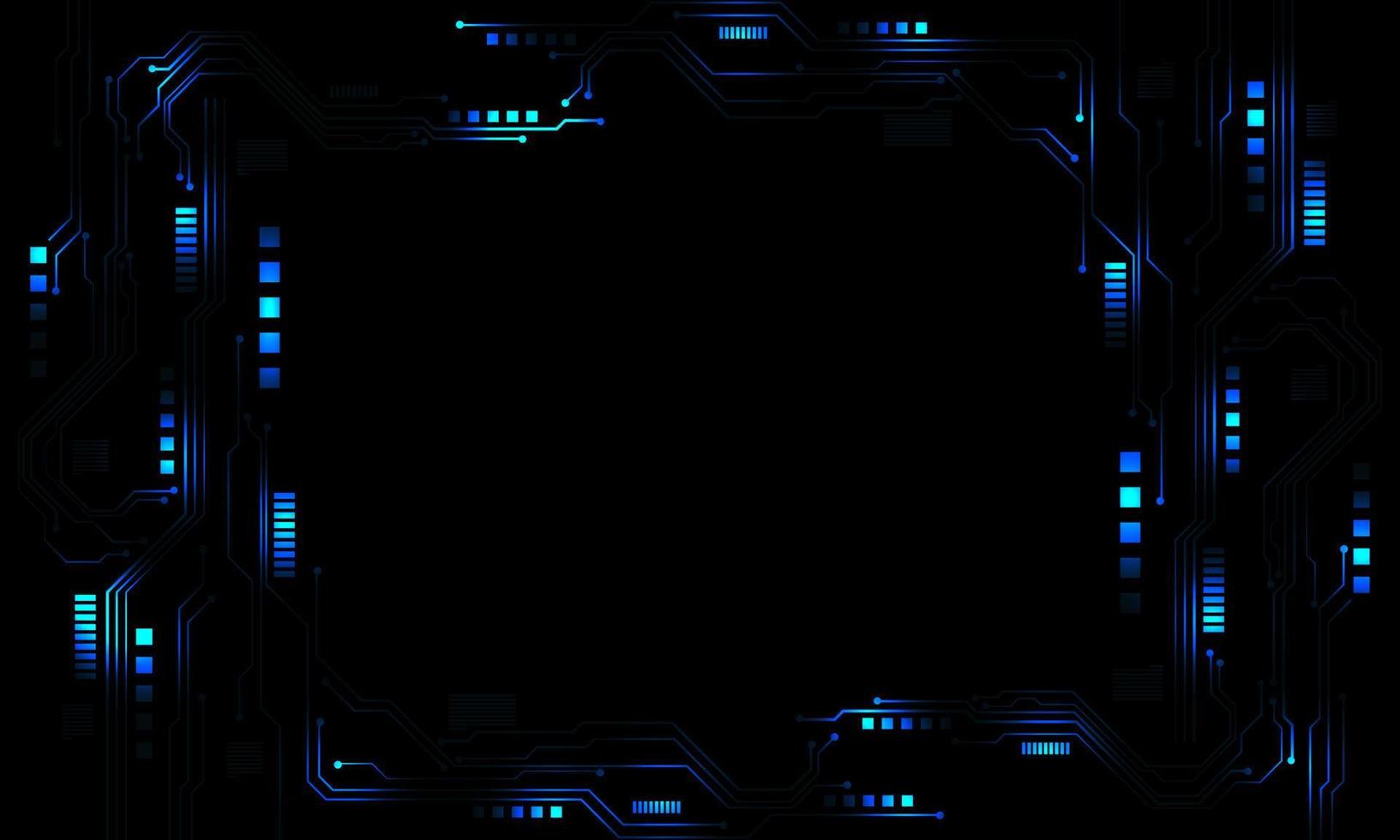 Technology blue light energy circuit cyber display on black futuristic pattern design creative background vector