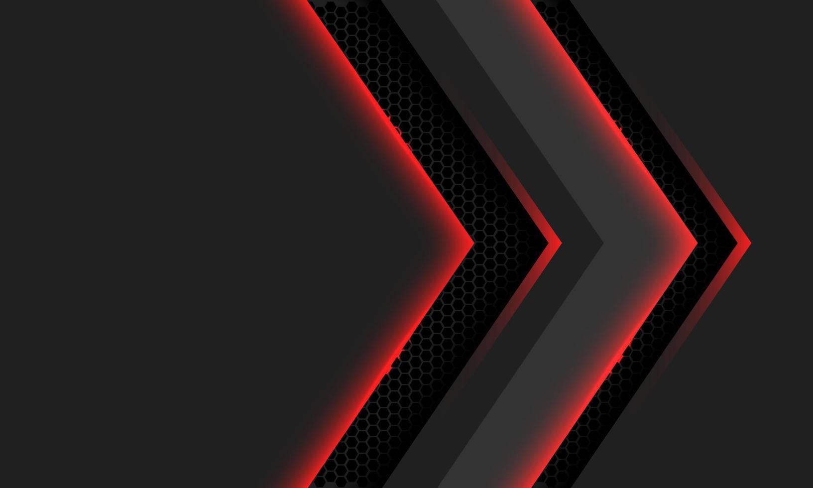 Abstract grey arrow red light hexagon mesh direction shadow with blank space design modern futuristic background vector