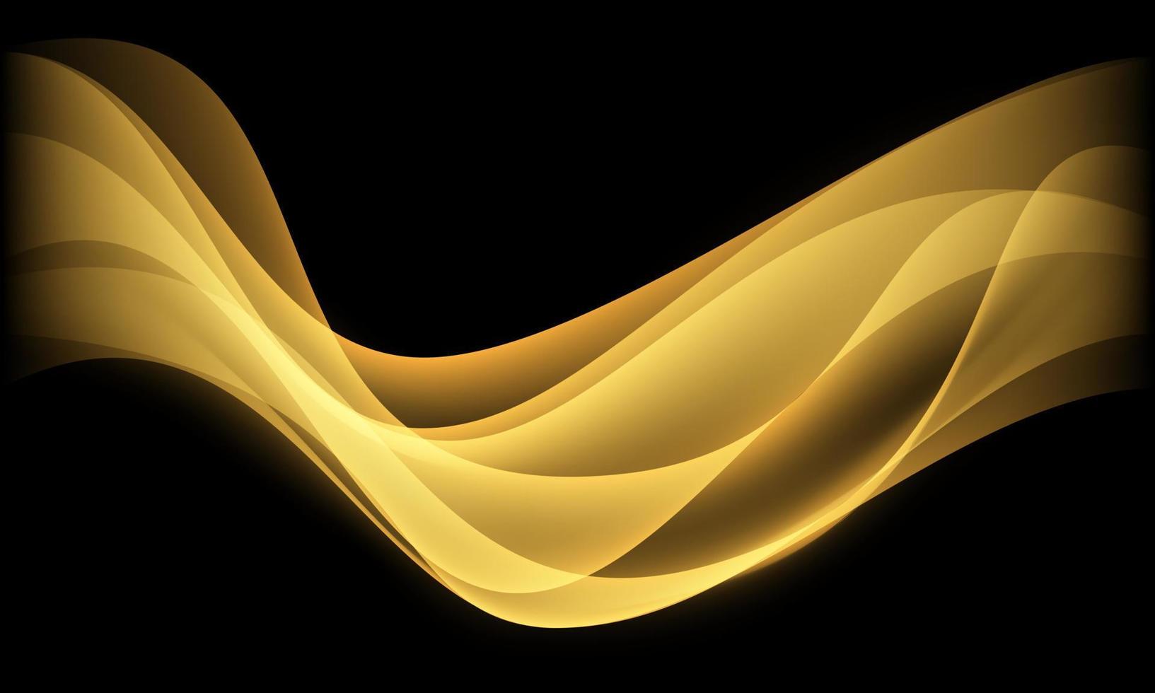 Abstract gold wave curve on black design modern luxury futuristic background vector