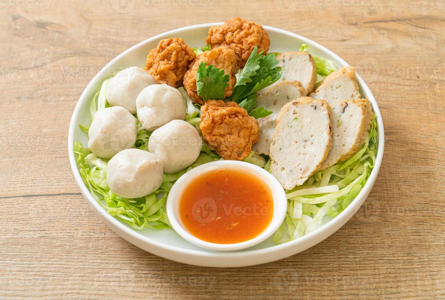 Boiled Fish Balls, Shrimp Balls and Chinese Fish Sausage photo