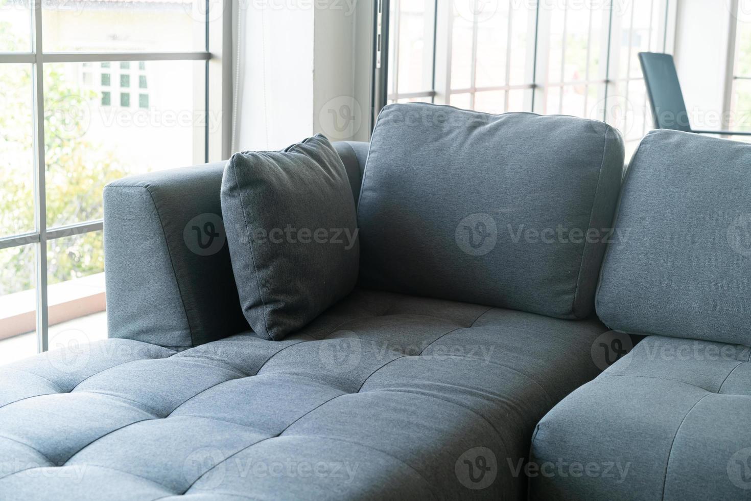 close up empty grey fabric sofa photo