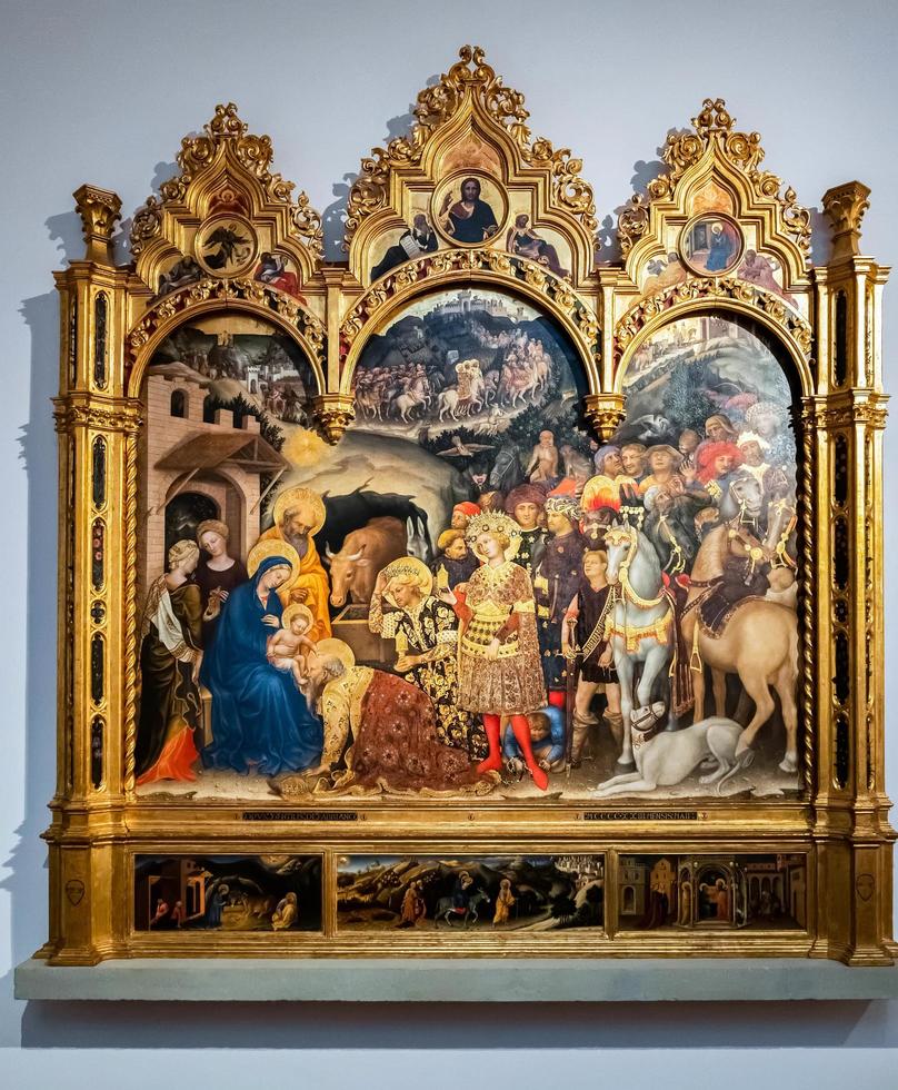 FLORENCE, TUSCANY, ITALY, 2019. Adoration of the Magi by Gentile da Fabriano in the Uffizi gallery photo