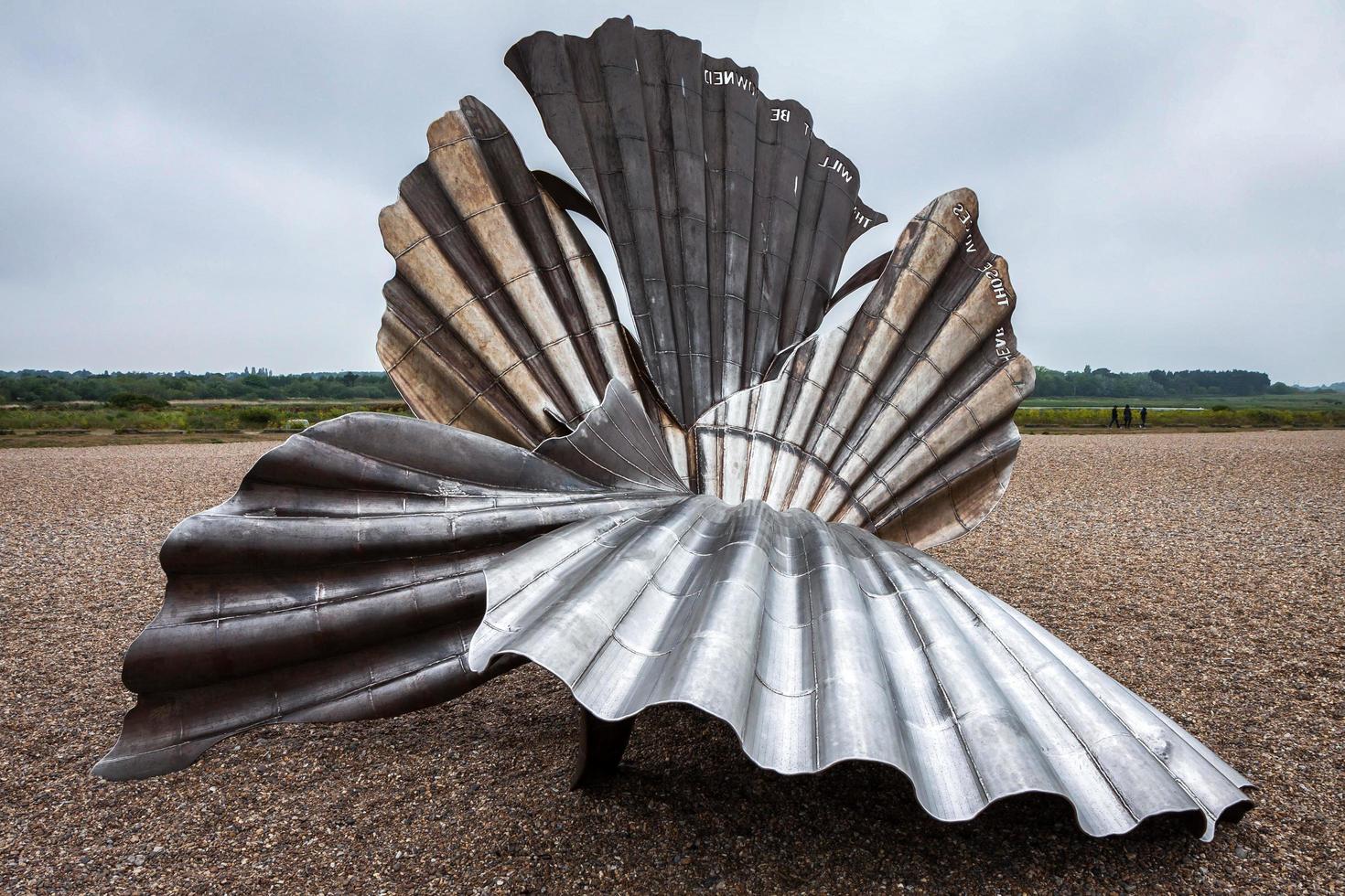 Aldeburgh, Suffolk, UK, 2010. Maggi Hambling The Scallop 2003 Sculpture on the Beach photo