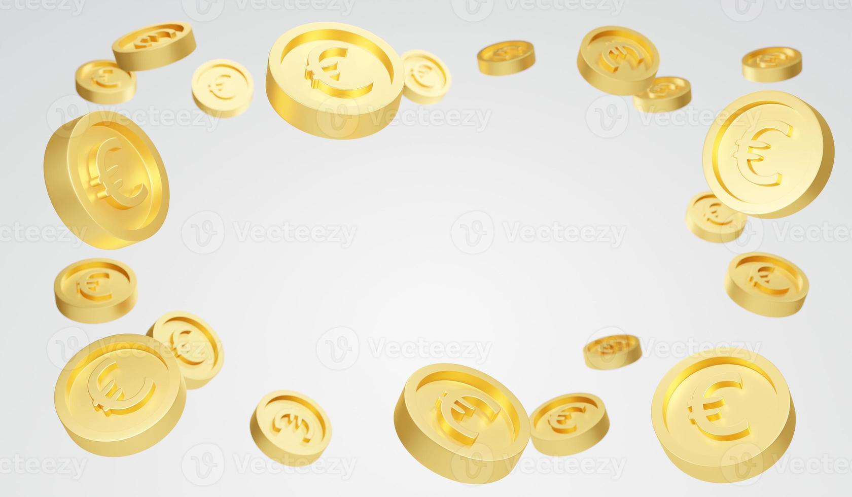3d Rendering concept of Euro currency money finance. Euro explosion on white background. 3D Render. 3D illustration. photo