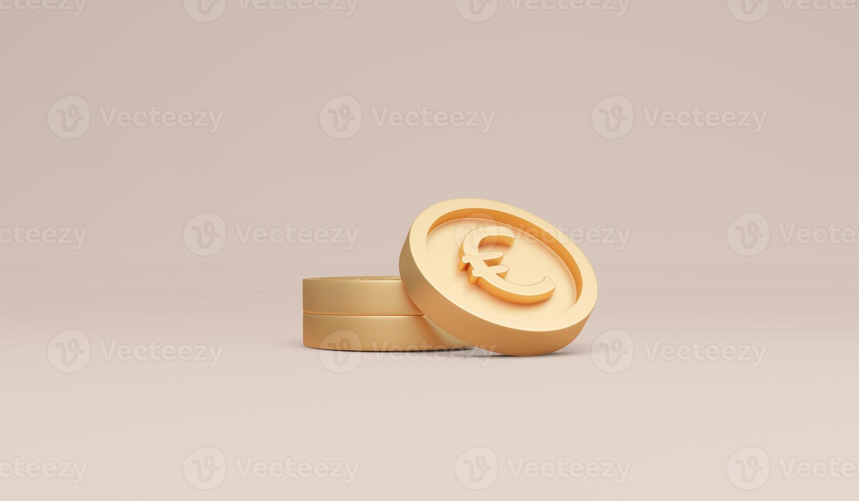 3D Rendering symbols Euro coins concept of money currencies. 3D Render. 3d illustration. photo