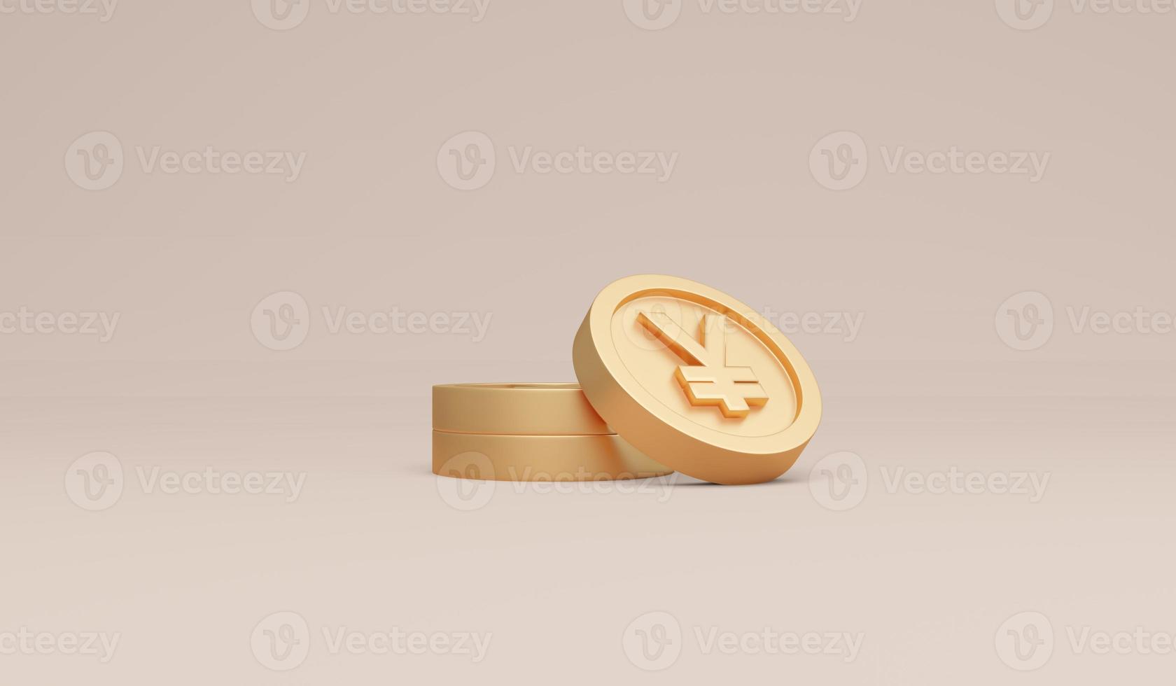 3D Rendering symbols China Yuan coins concept of money currencies. 3D Render. 3d illustration. photo