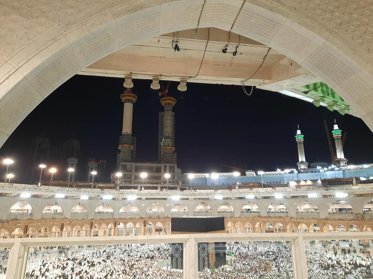 Makkah, Saudi Arabia, April 2022 - During the month of Ramadan, Umrah pilgrims from different parts of the world are performing Tawaf in Masjid Al Haram. photo
