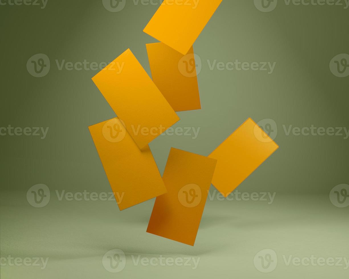 Businesscards falling in a mess mockup template photo