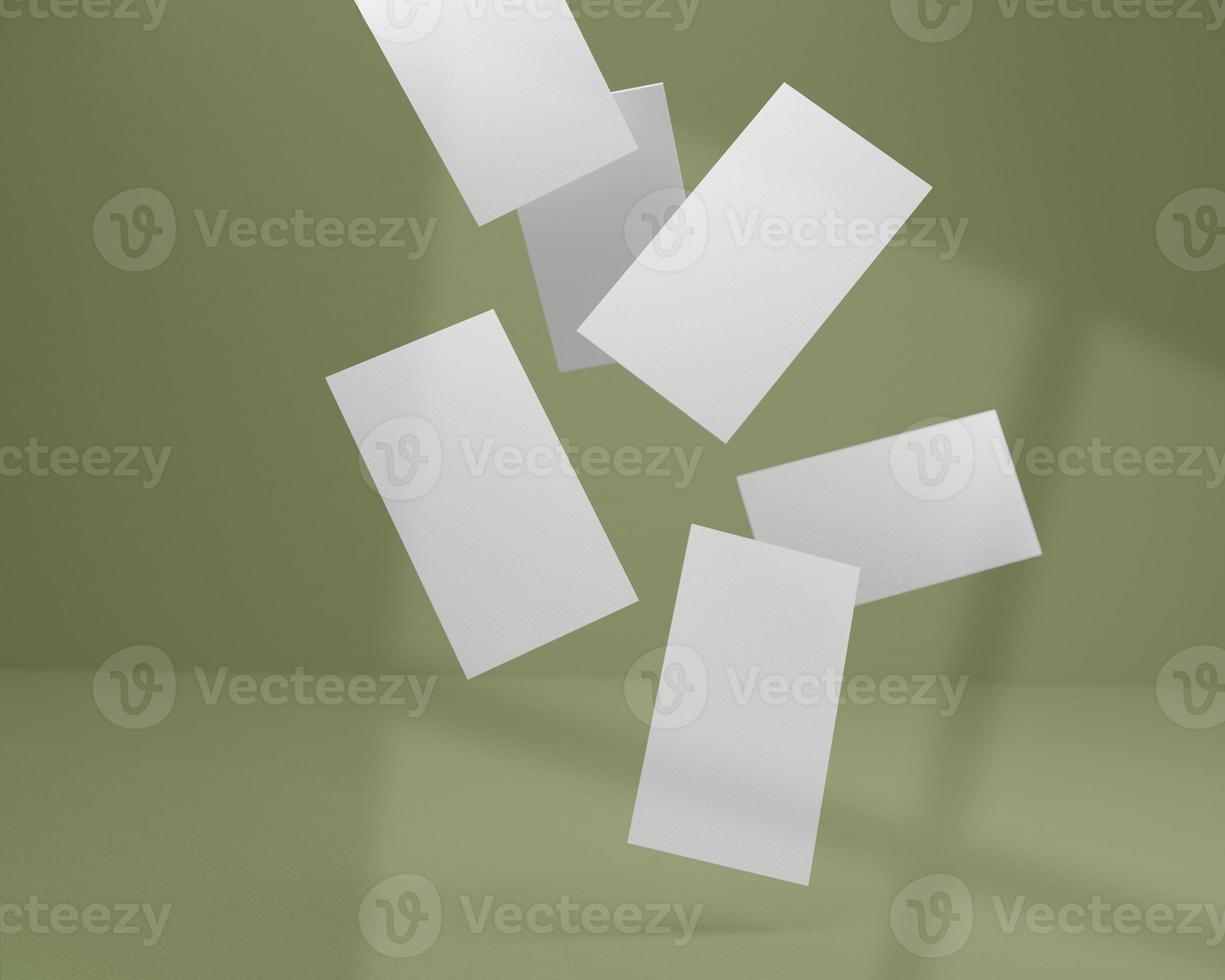 Businesscards falling in a mess mockup template photo