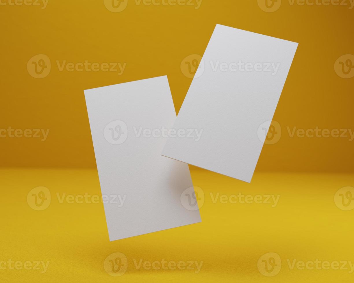 Double flying businesscard mockup template photo