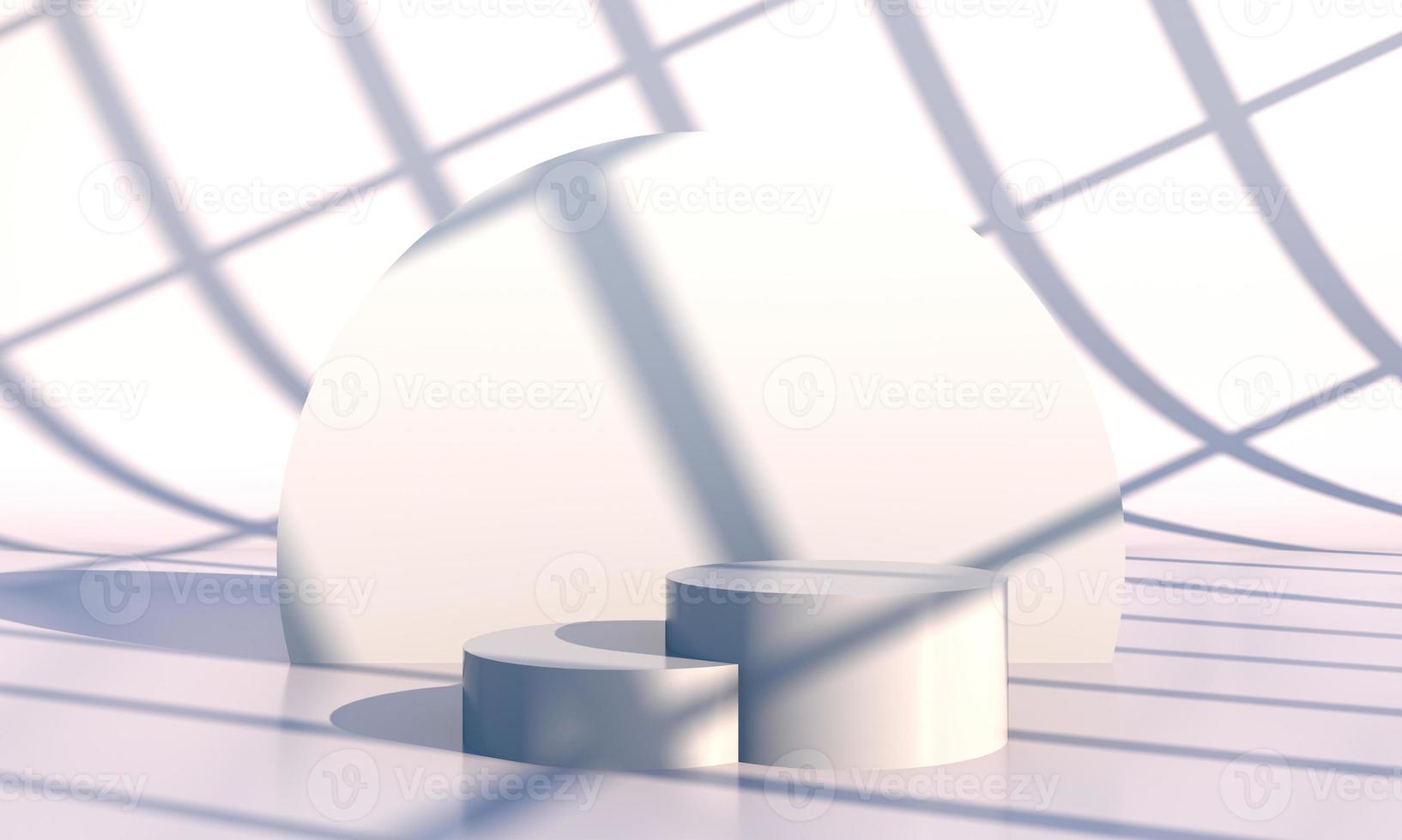 Minimal scene with geometrical forms, podiums in cream background with shadows. Scene to show cosmetic product, Showcase, shopfront, display case. 3d photo