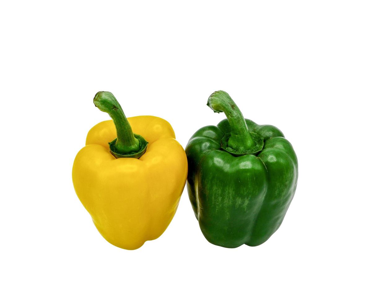 Yellow and green bell pepper isolated on white background photo