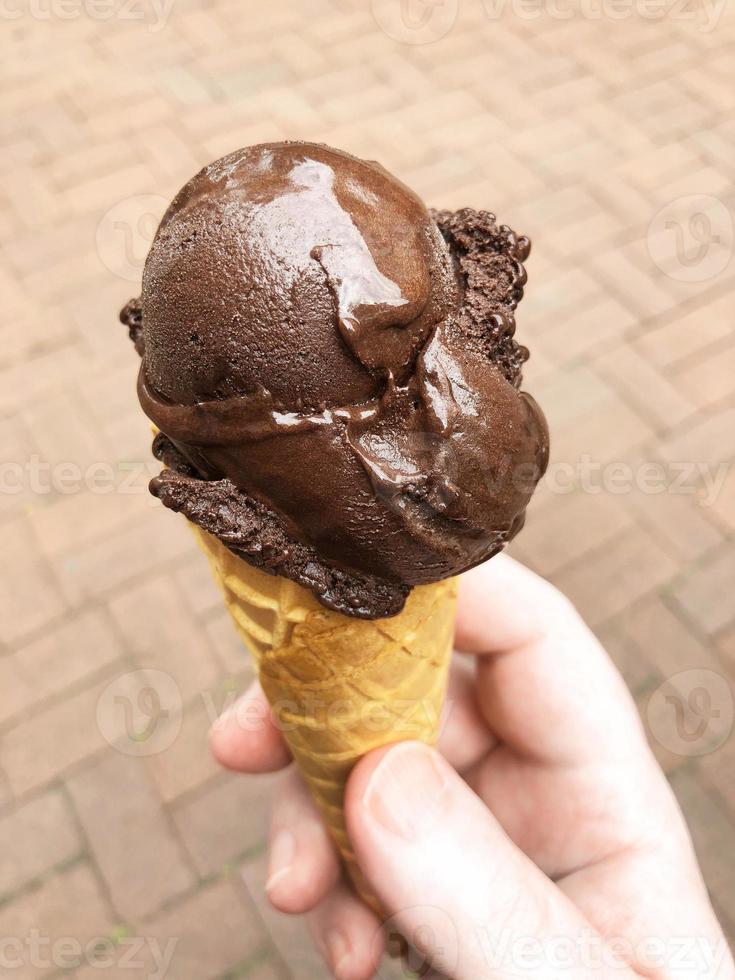 dark chocolate ice cream cone photo