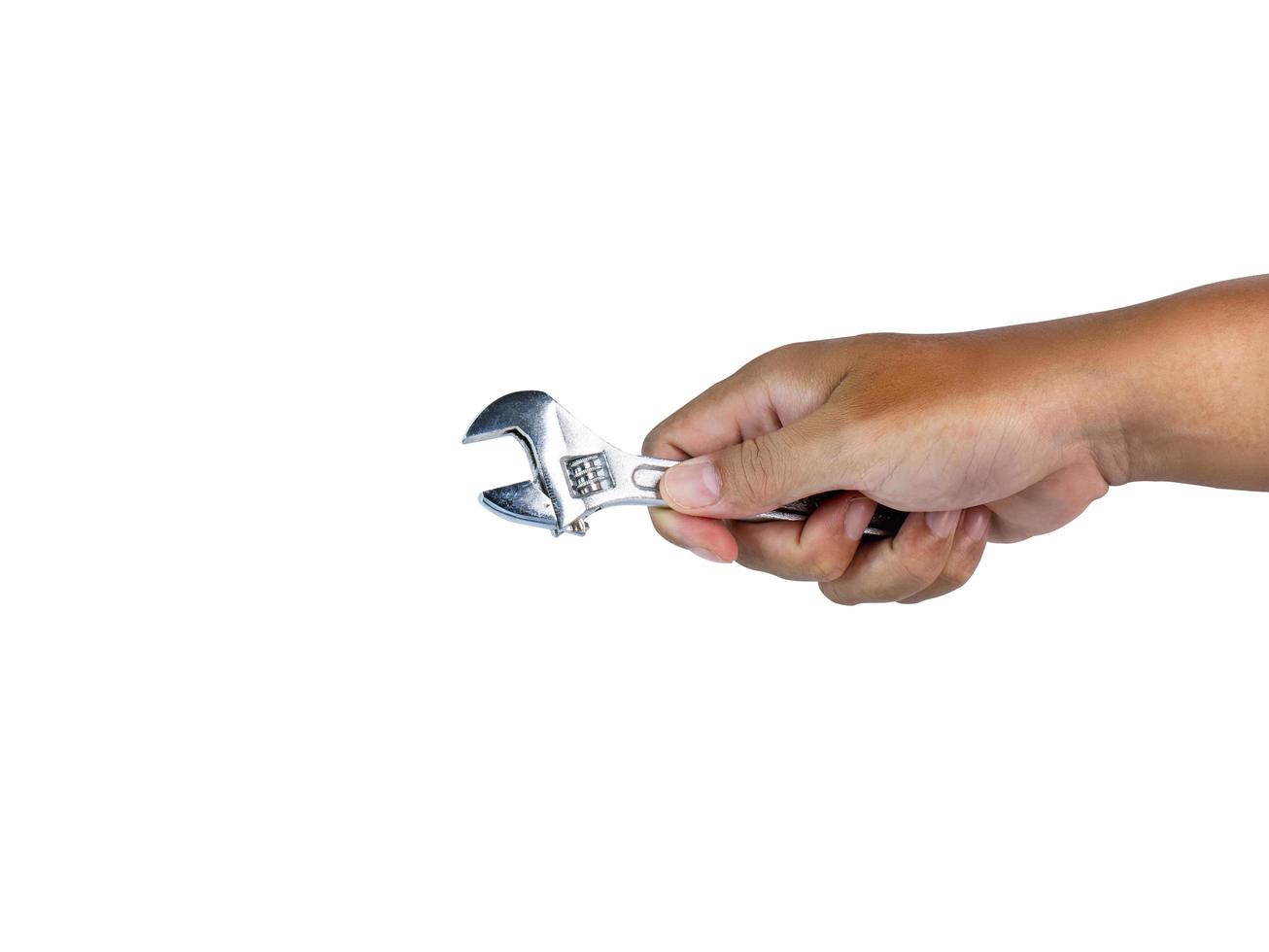 Old adjustable wrench handle, can be used with many types of nuts. Ready to continue working and have clipping path on isolated background photo