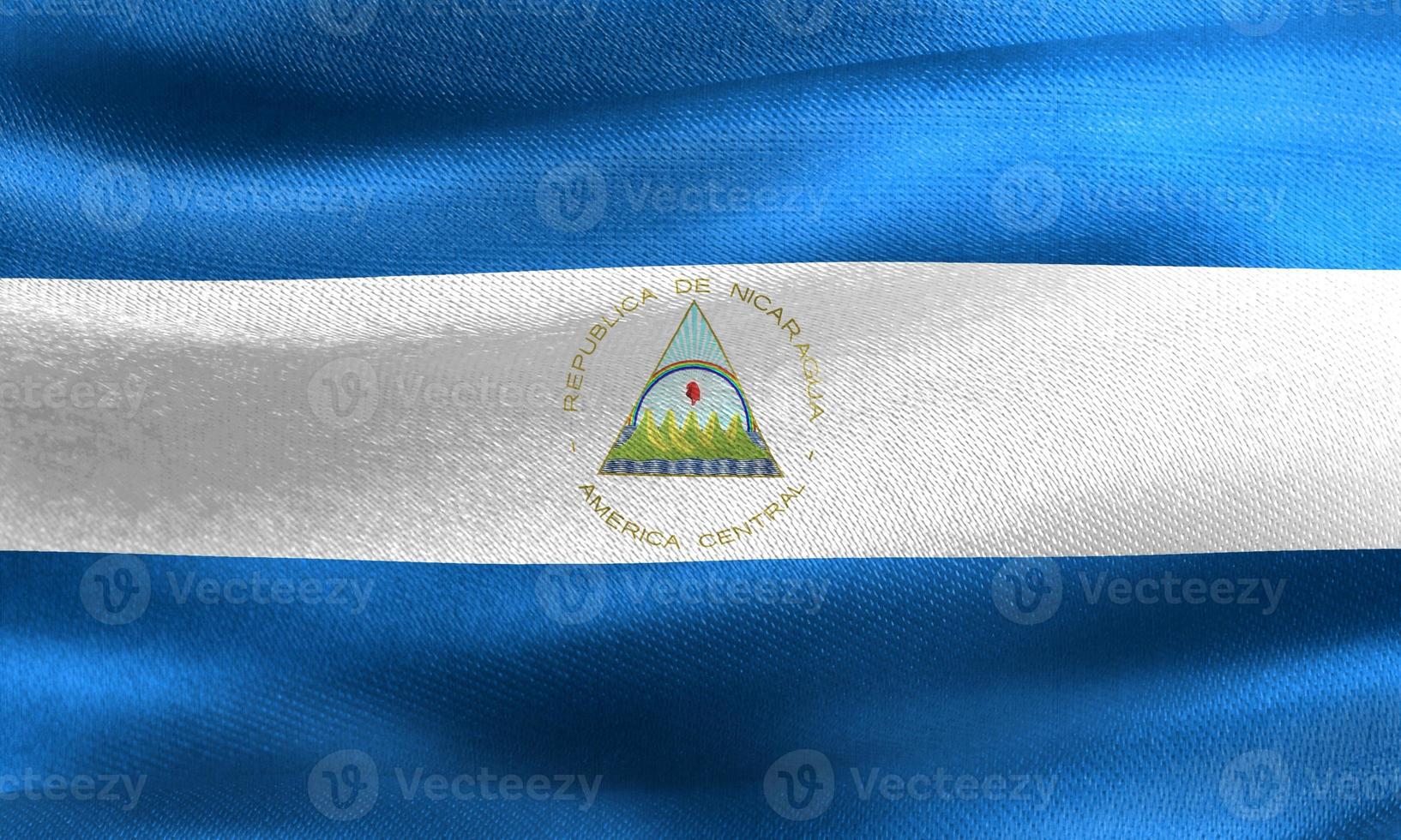 3D-Illustration of a Nicaragua flag - realistic waving fabric flag photo