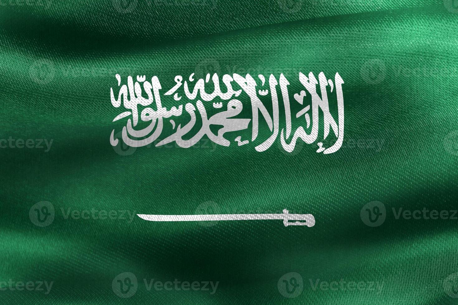 Ilustración 3d de una bandera de arabia saudita - bandera de tela ondeante realista foto