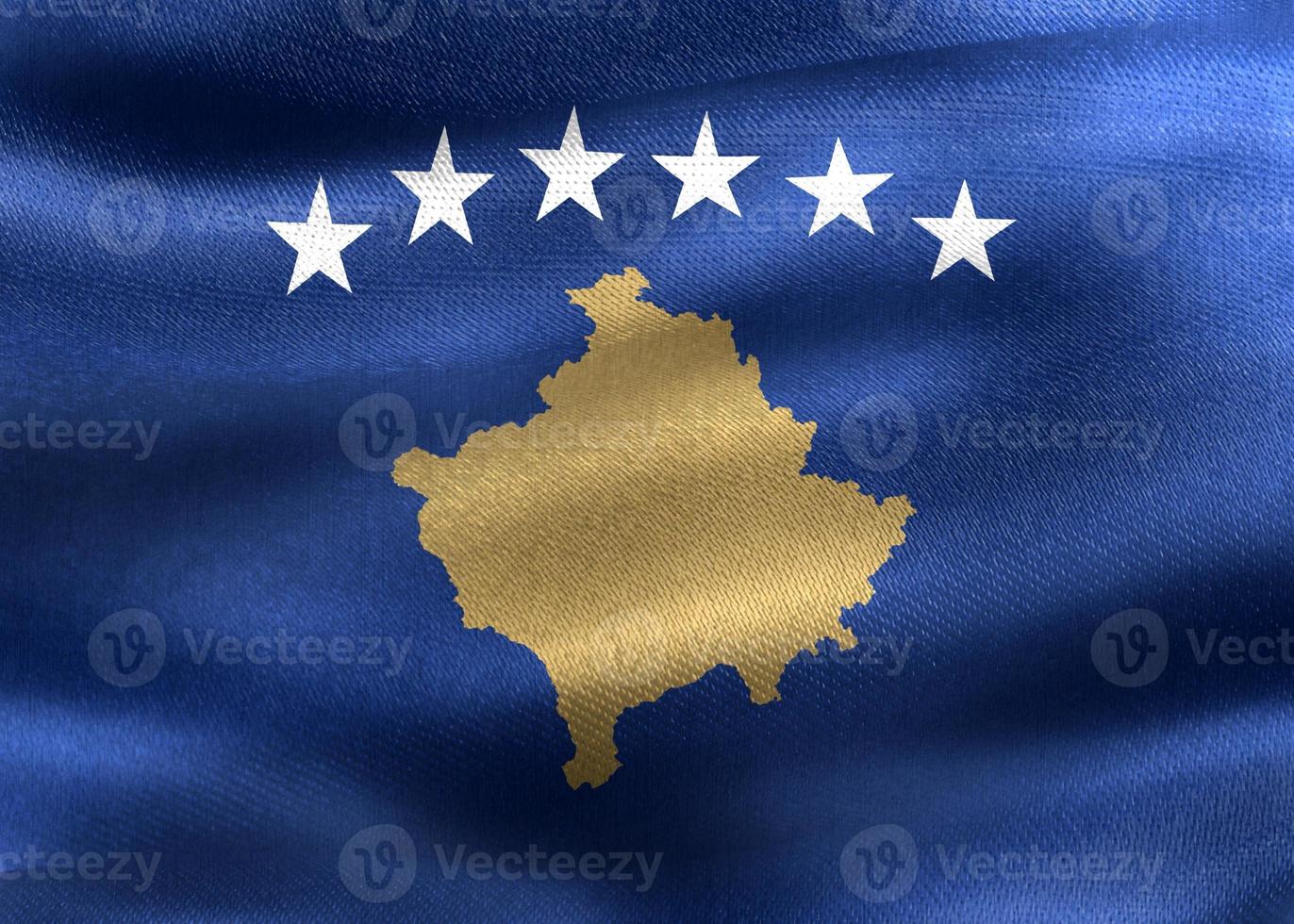 3D-Illustration of a Kosovo flag - realistic waving fabric flag photo