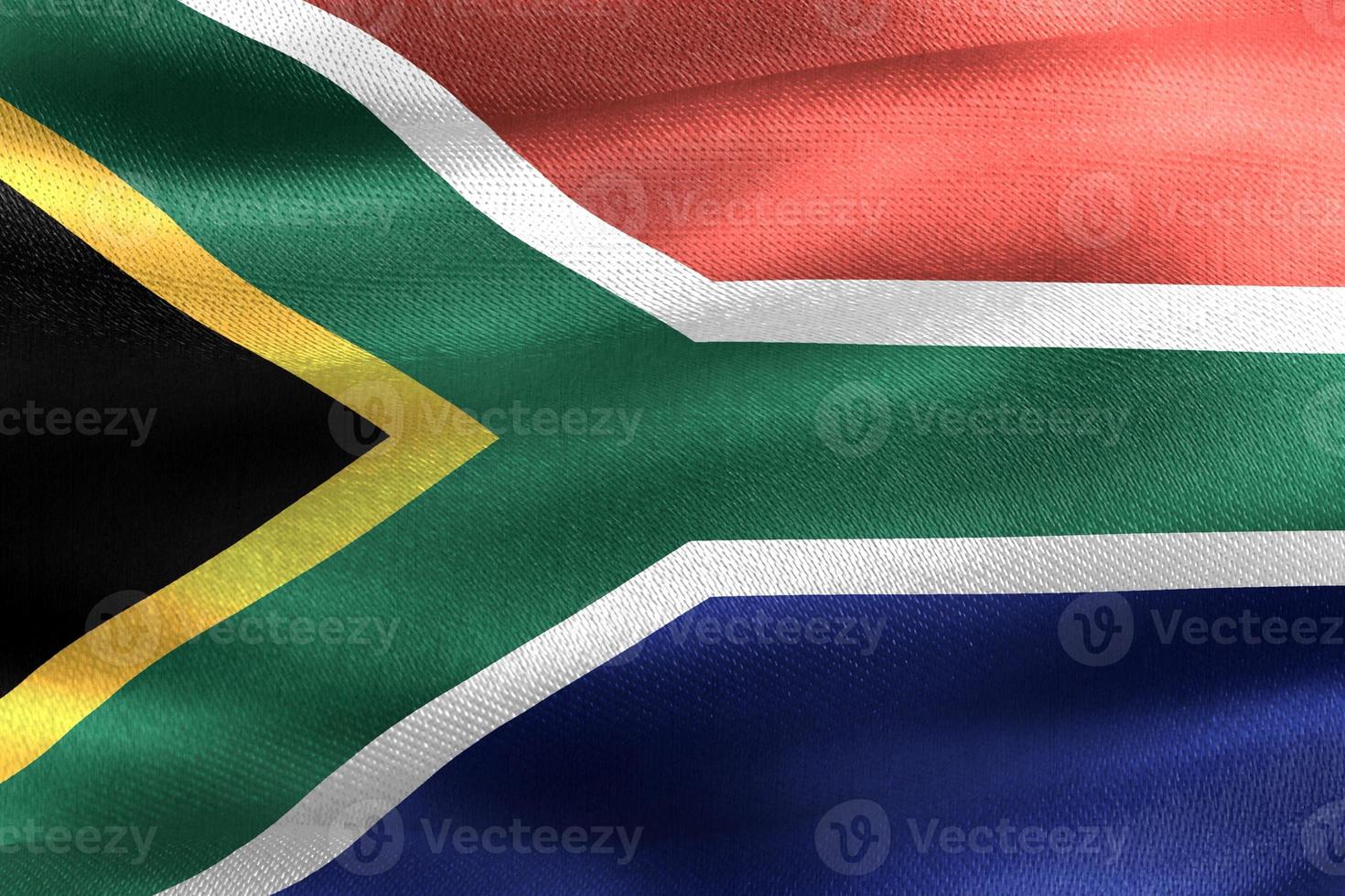 Ilustración 3D de una bandera de Sudáfrica - bandera de tela ondeante realista foto