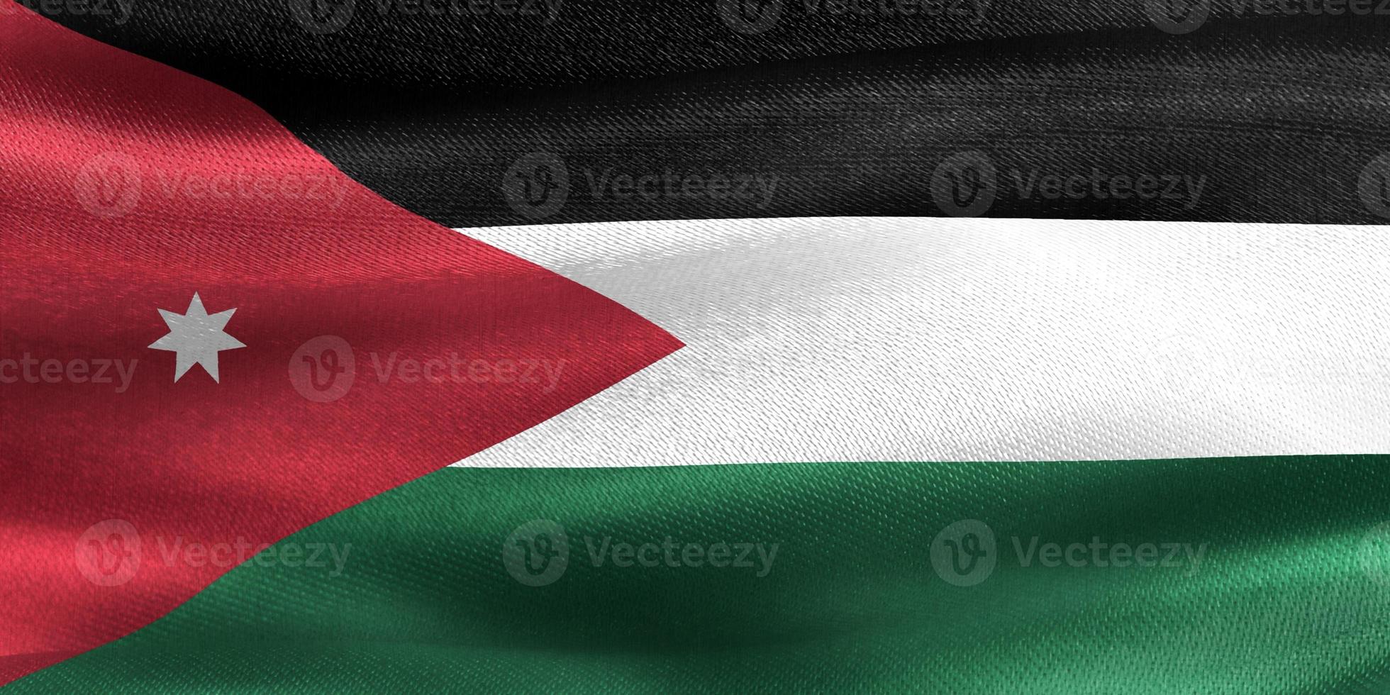 3D-Illustration of a Jordan flag - realistic waving fabric flag photo