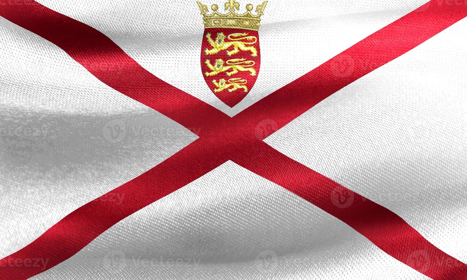 3D-Illustration of a Jersey flag - realistic waving fabric flag photo