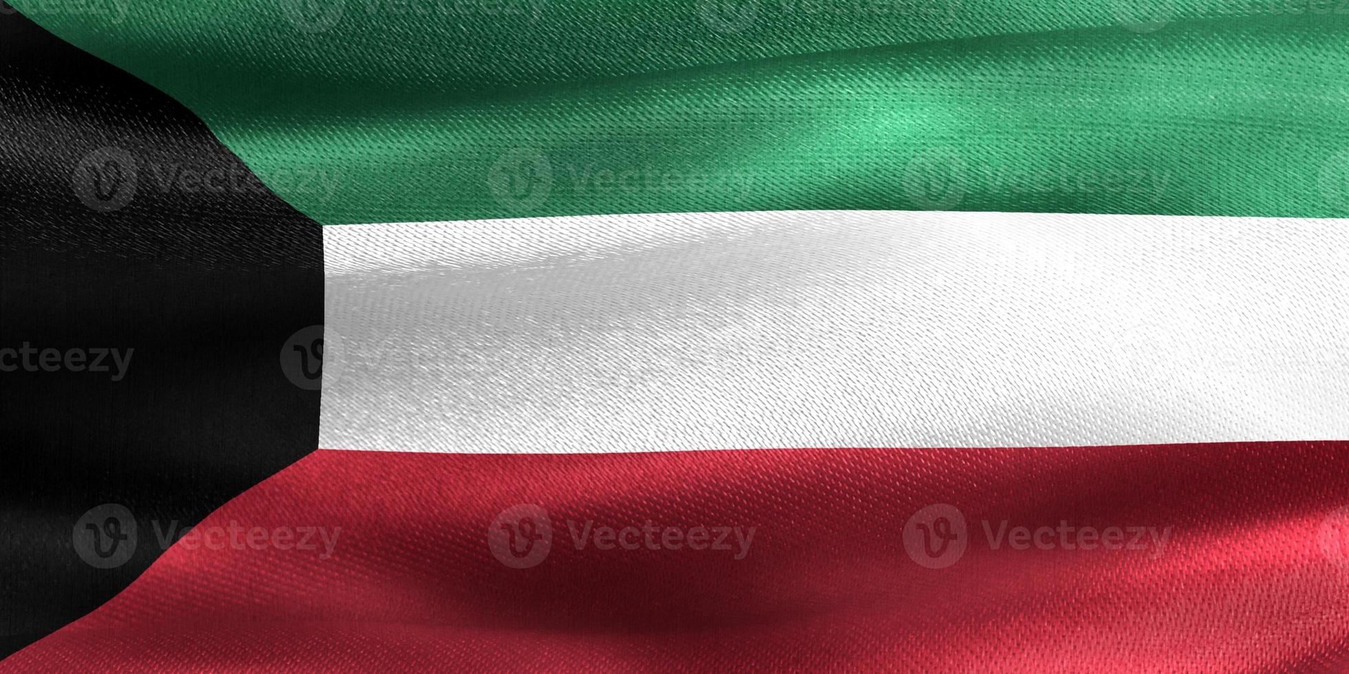 Ilustración 3d de una bandera de kuwait - bandera de tela ondeante realista foto