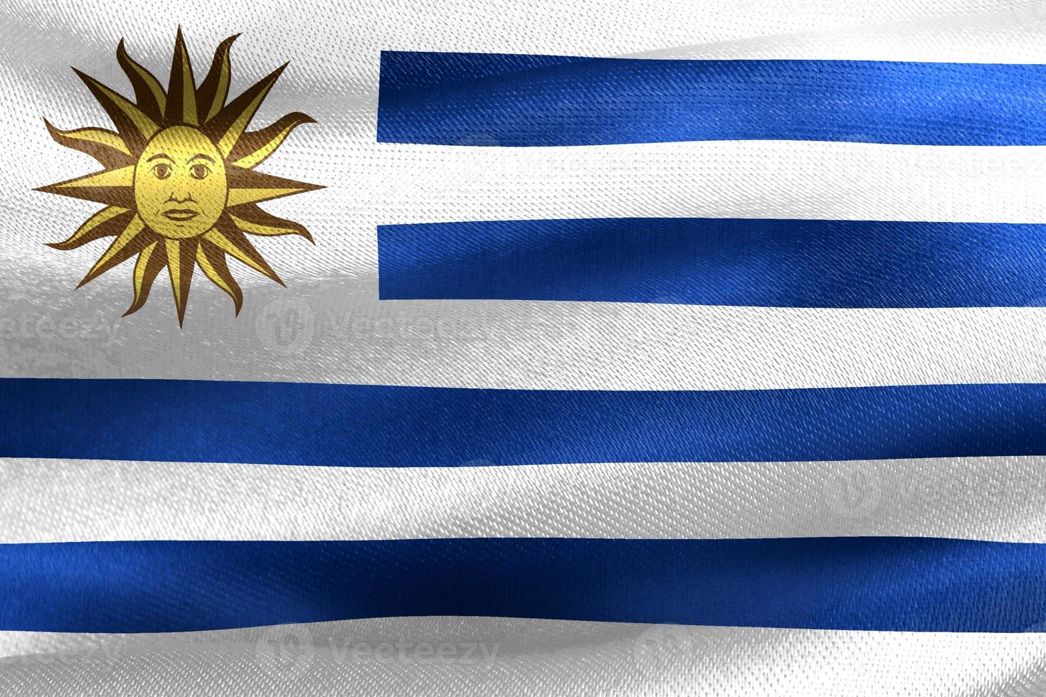 3D-Illustration of a Uruguay flag - realistic waving fabric flag photo