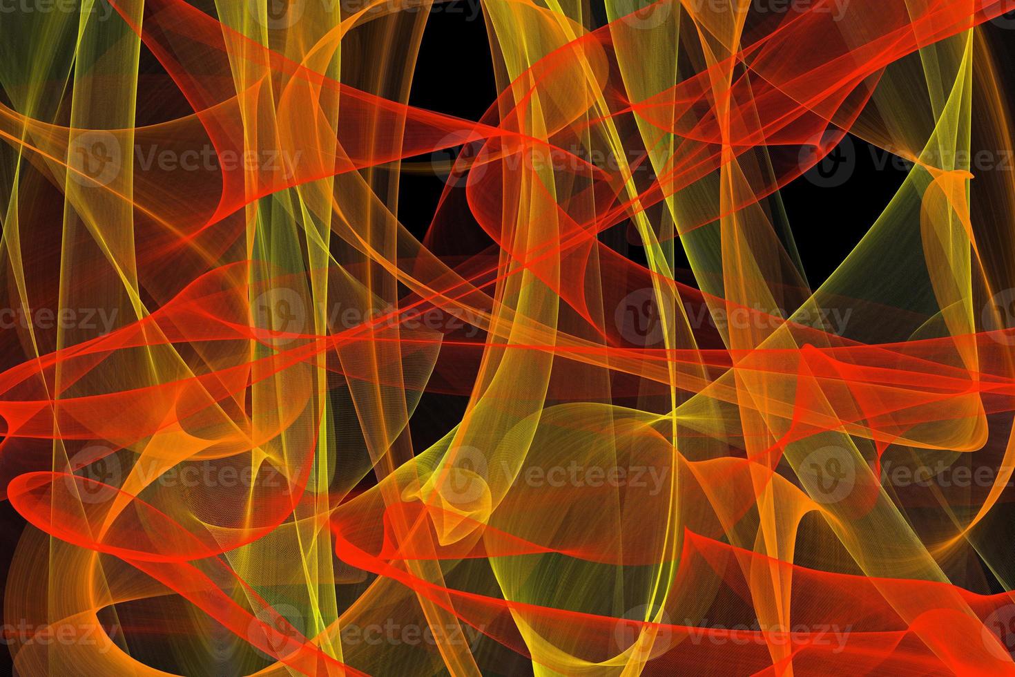 Artwork with curved colorful lines on a black background. photo