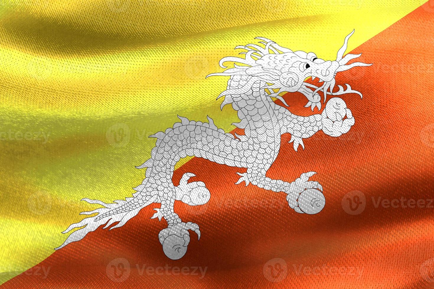 Bhutan flag - realistic waving fabric flag photo