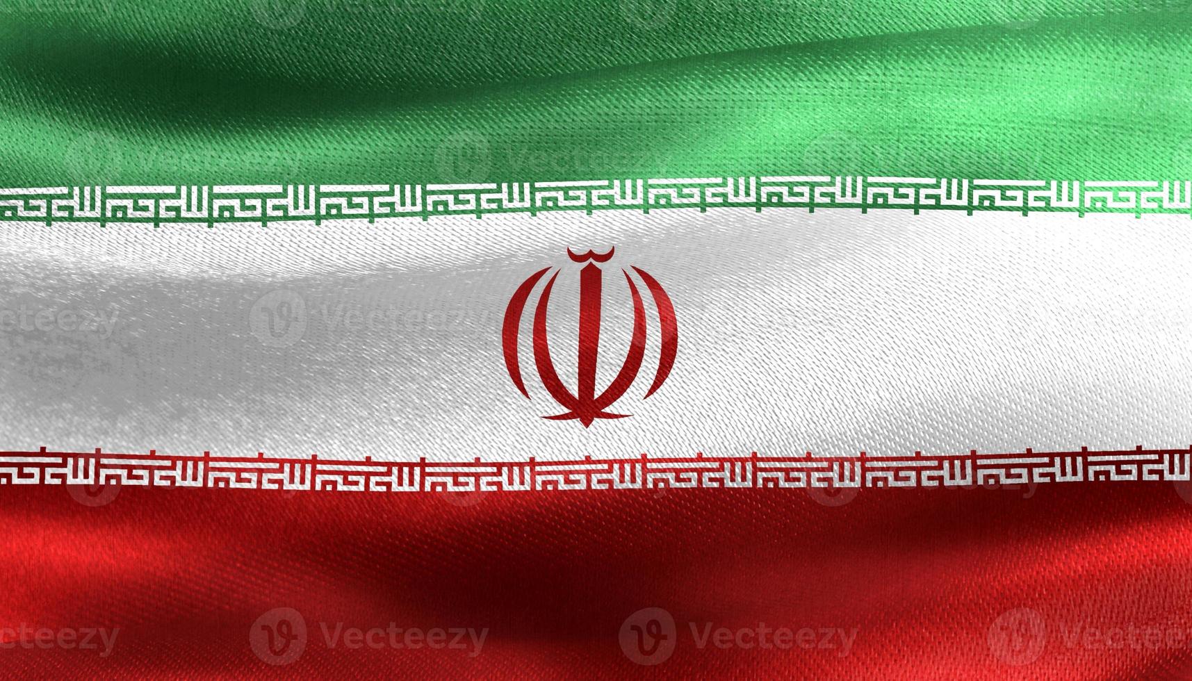 Ilustración 3d de una bandera de irán - bandera de tela ondeante realista foto