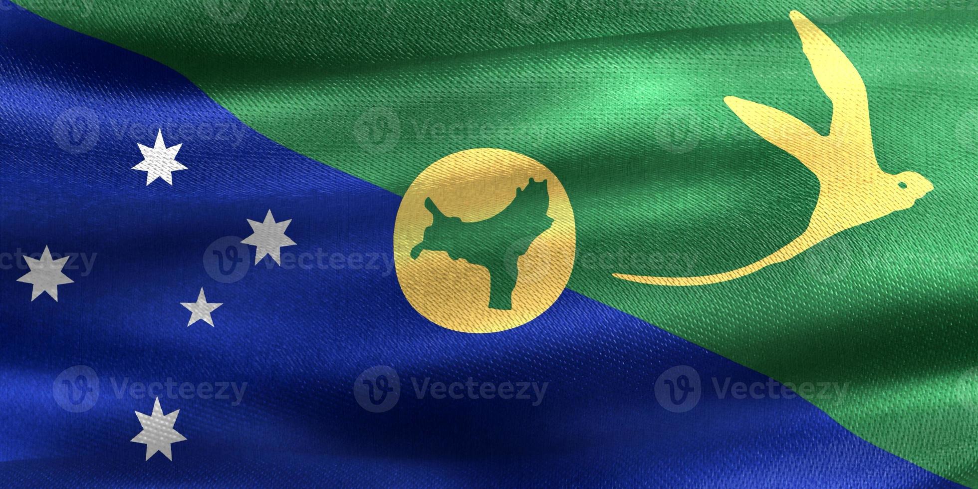 Christmas Island flag - realistic waving fabric flag photo