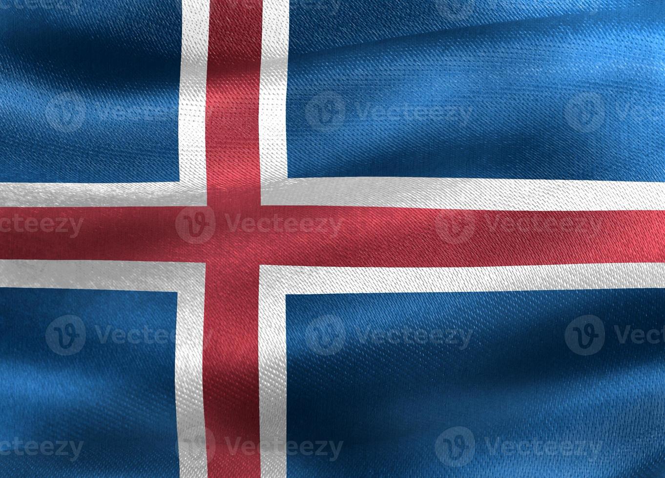 Ilustración 3d de una bandera de islandia - bandera de tela ondeante realista foto