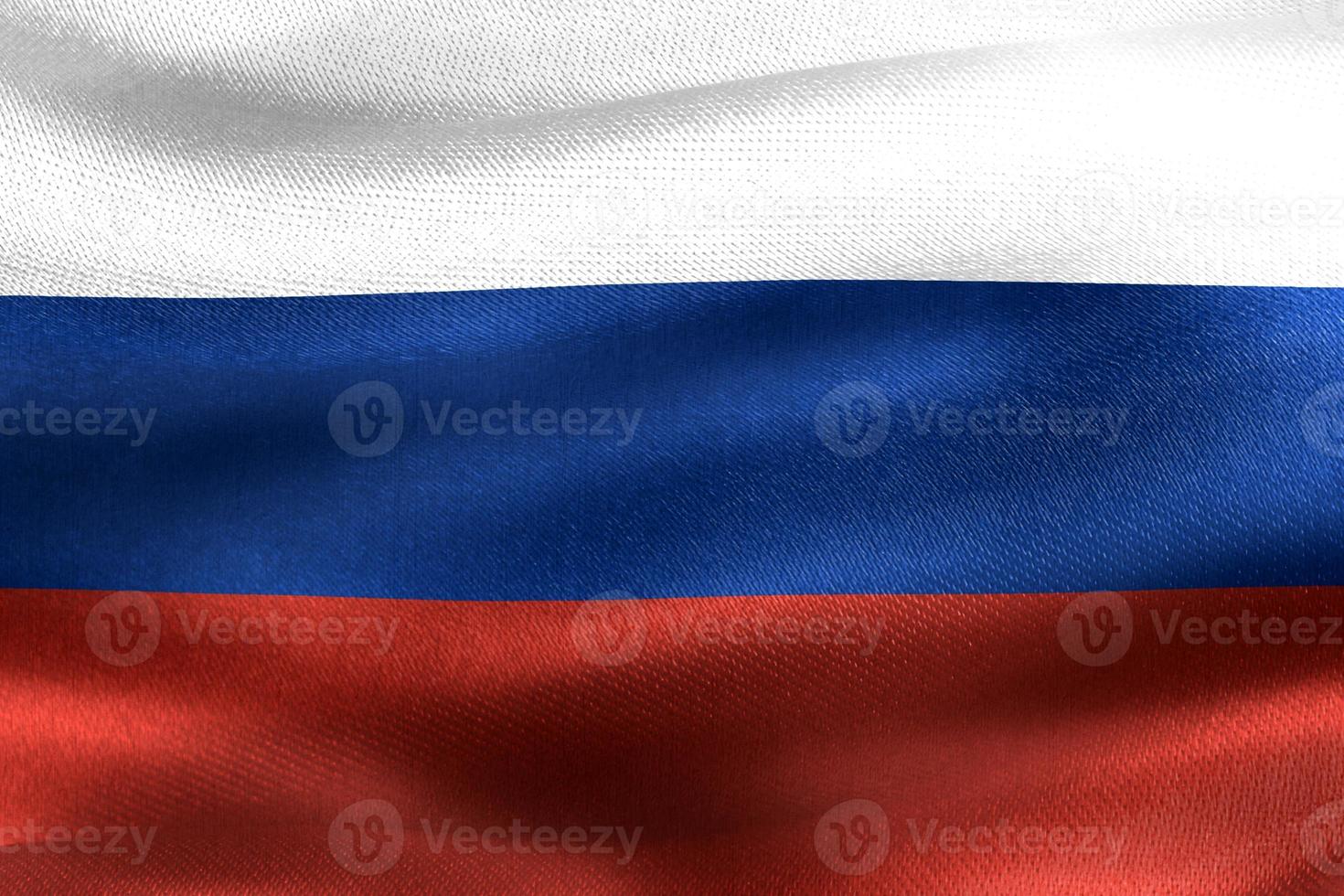 Ilustración 3d de una bandera de rusia - bandera de tela ondeante realista foto