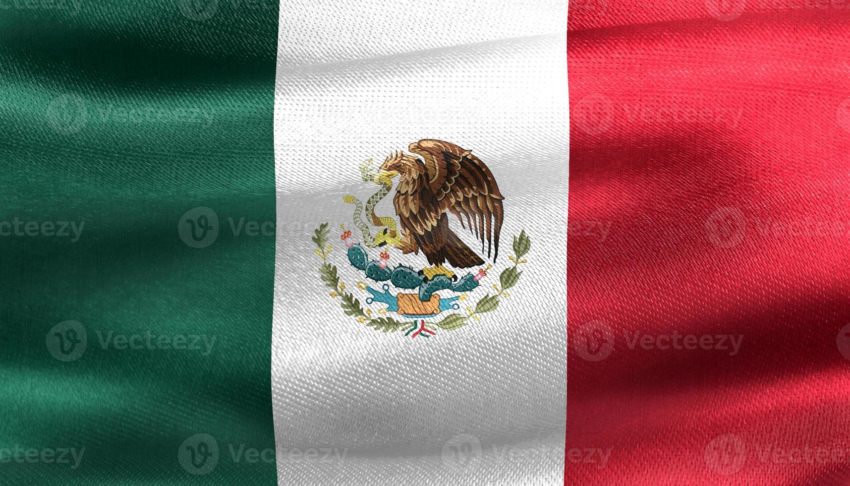 Ilustración 3d de una bandera de México - bandera de tela ondeante realista foto