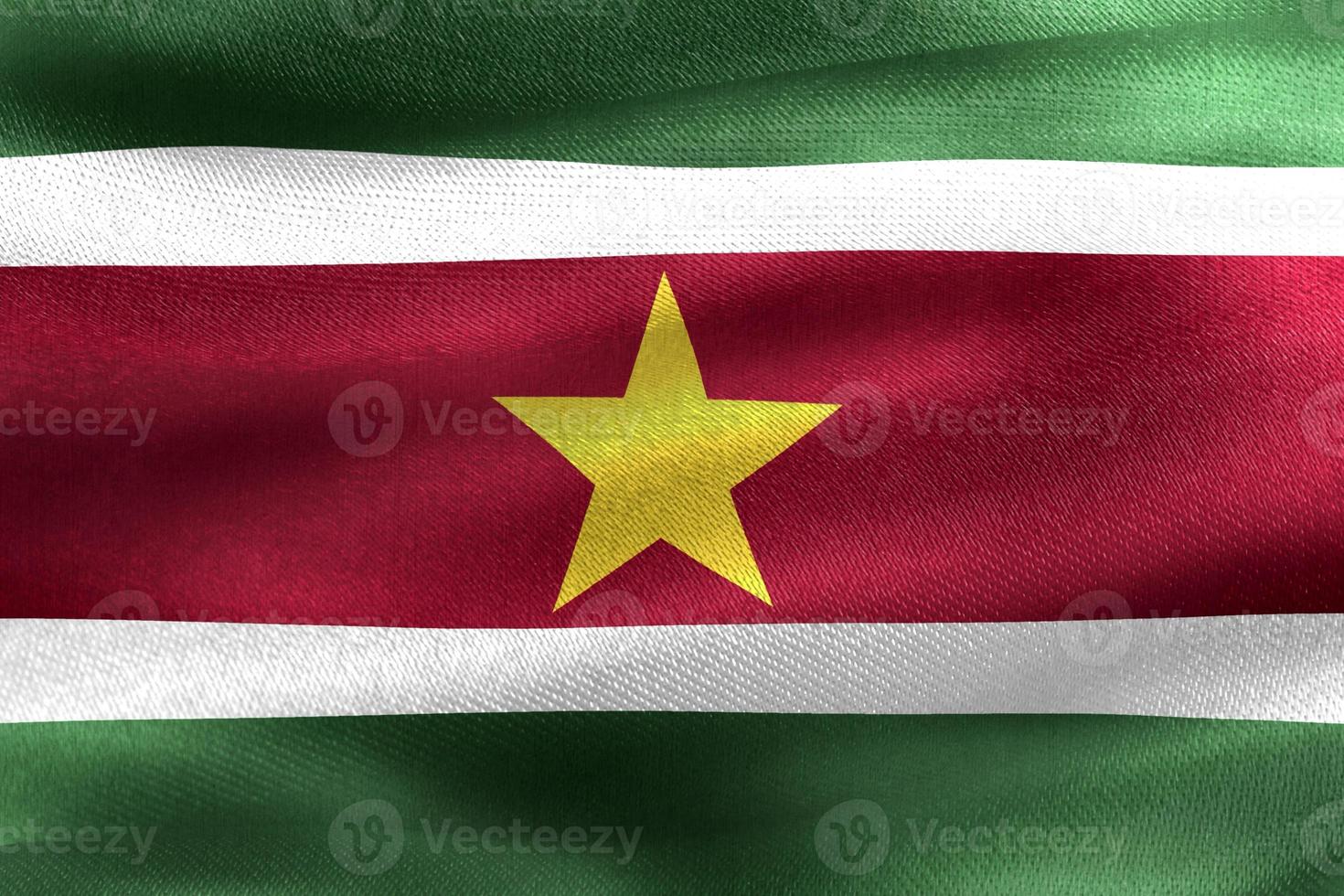 3D-Illustration of a Suriname flag - realistic waving fabric flag photo