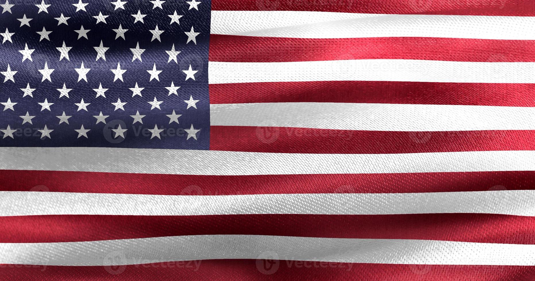Ilustración 3D de una bandera de EE. UU. - Bandera de tela ondeante realista foto