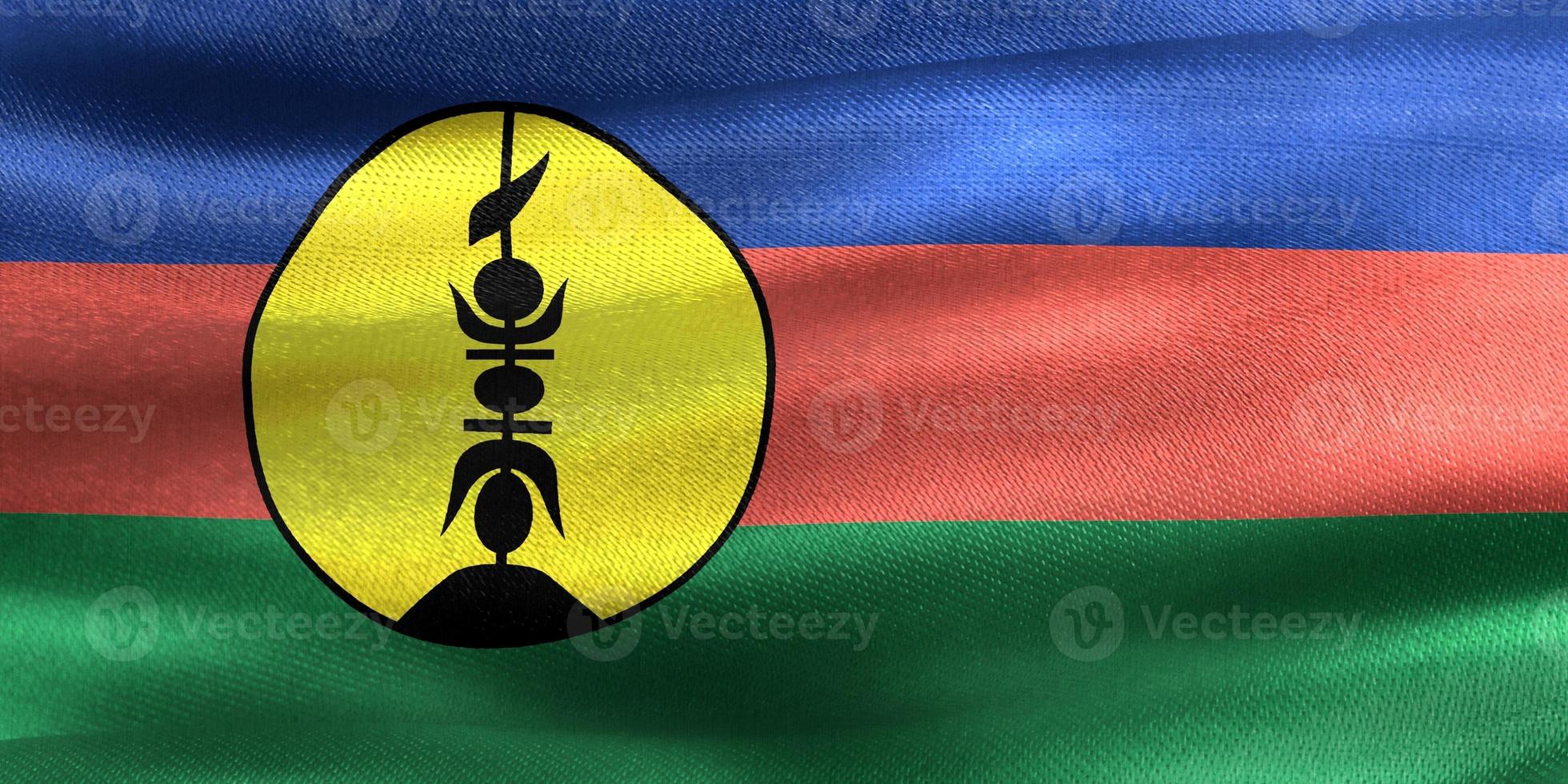 3D-Illustration of a New Caledonia flag - realistic waving fabric flag photo