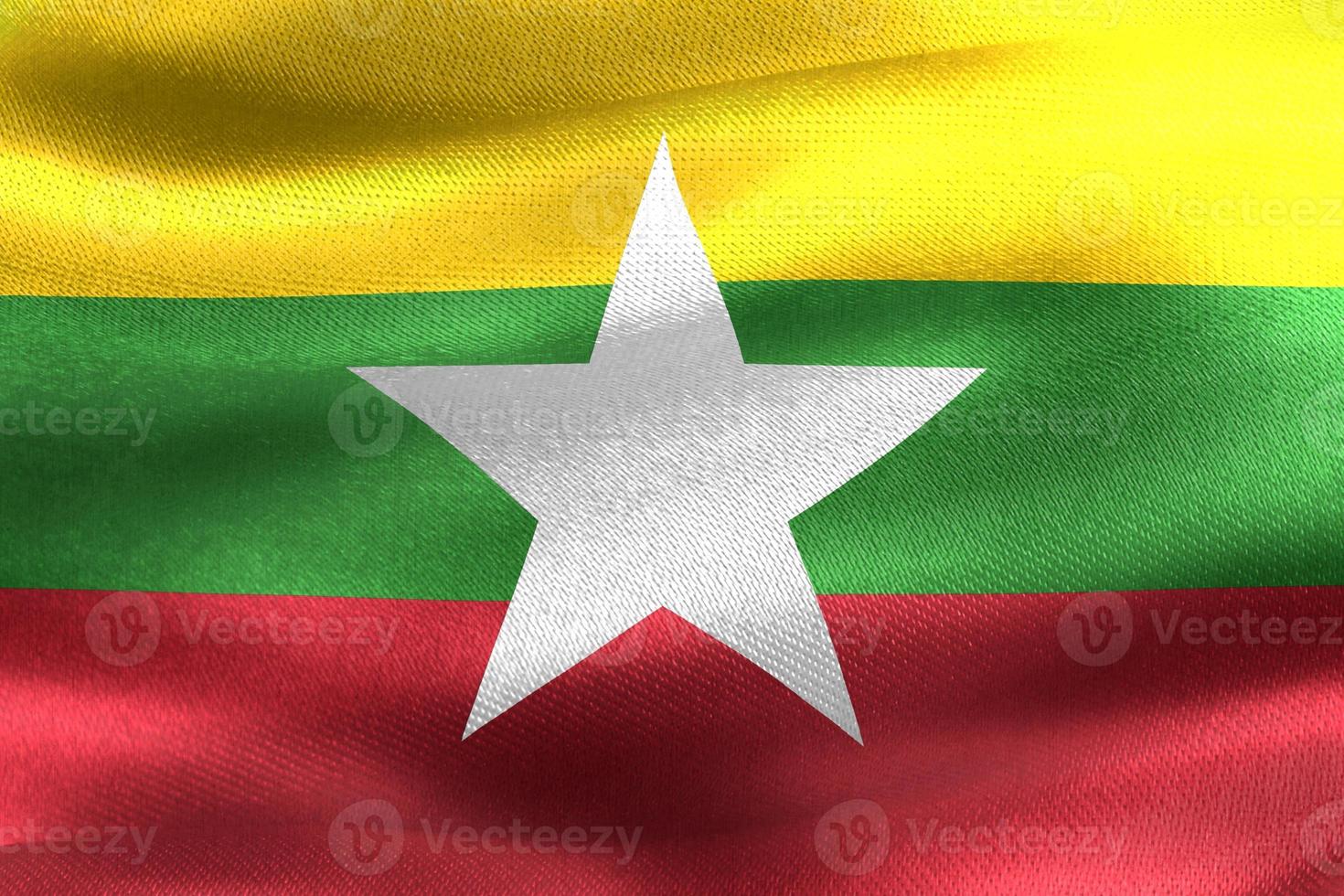 3D-Illustration of a Myanmar flag - realistic waving fabric flag photo