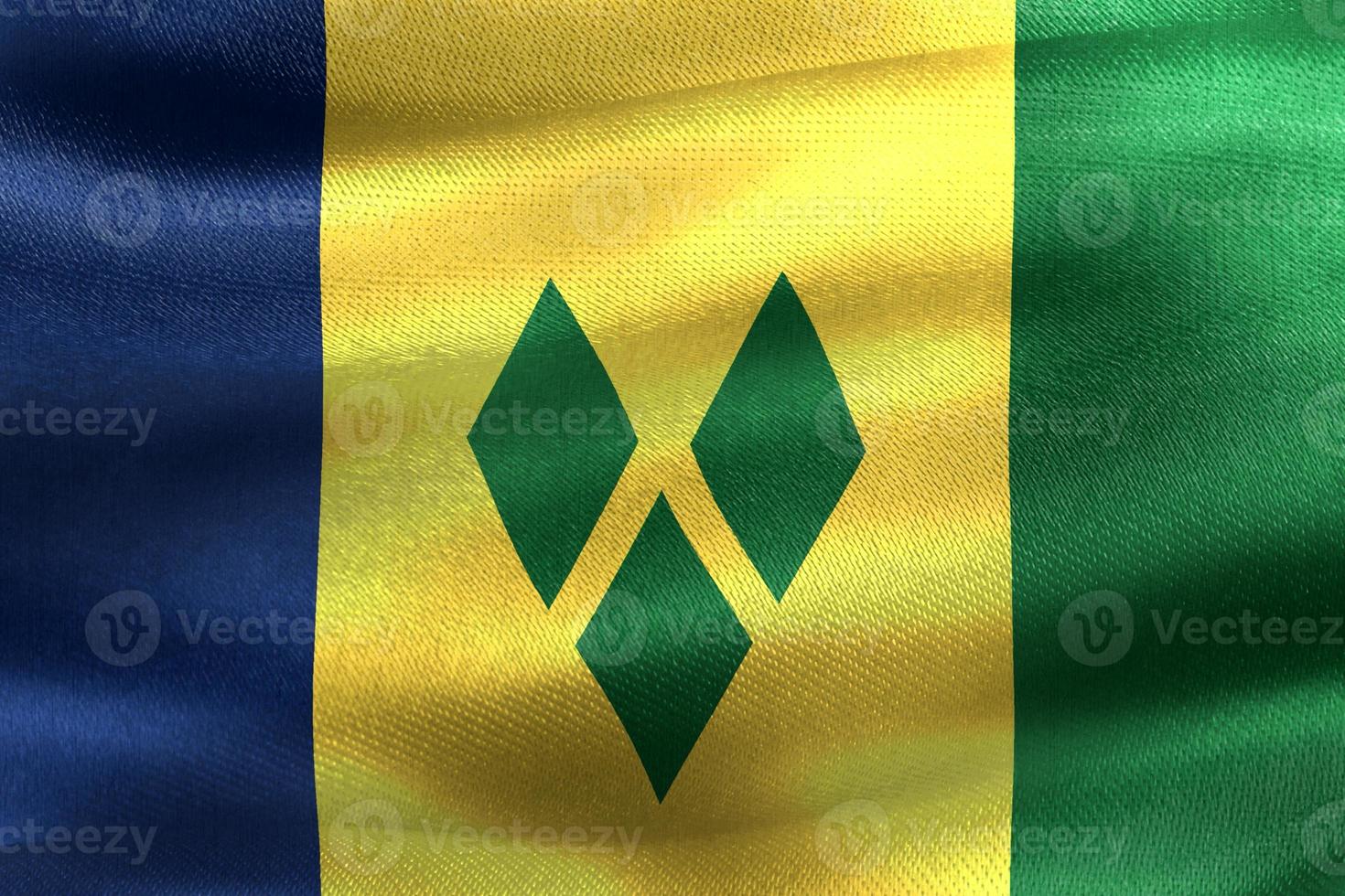 3D-Illustration of a Saint Vincent flag - realistic waving fabric flag photo