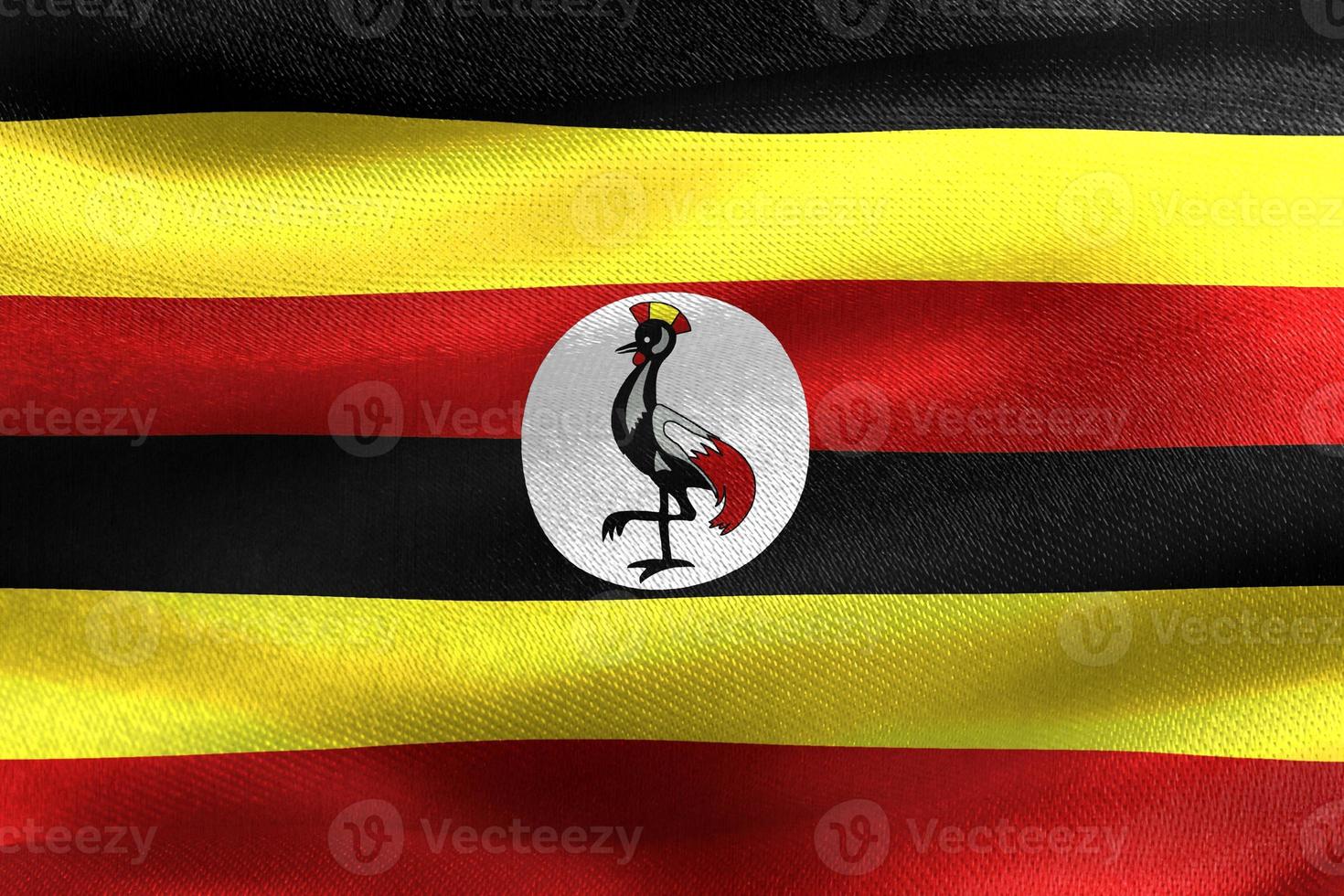 Ilustración 3d de una bandera de uganda - bandera de tela ondeante realista foto