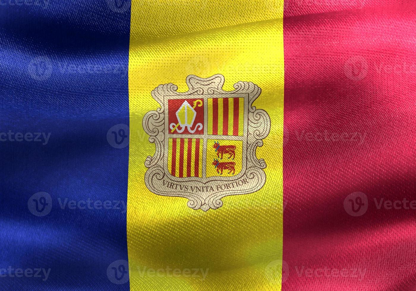 Andorra flag - realistic waving fabric flag photo