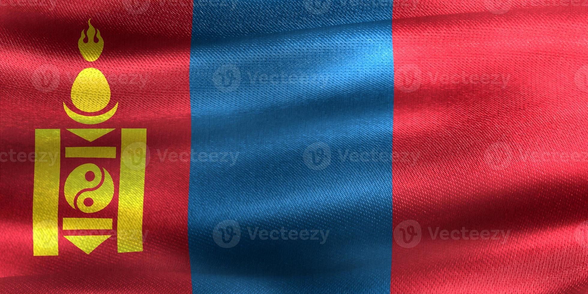 3D-Illustration of a Mongolia flag - realistic waving fabric flag photo